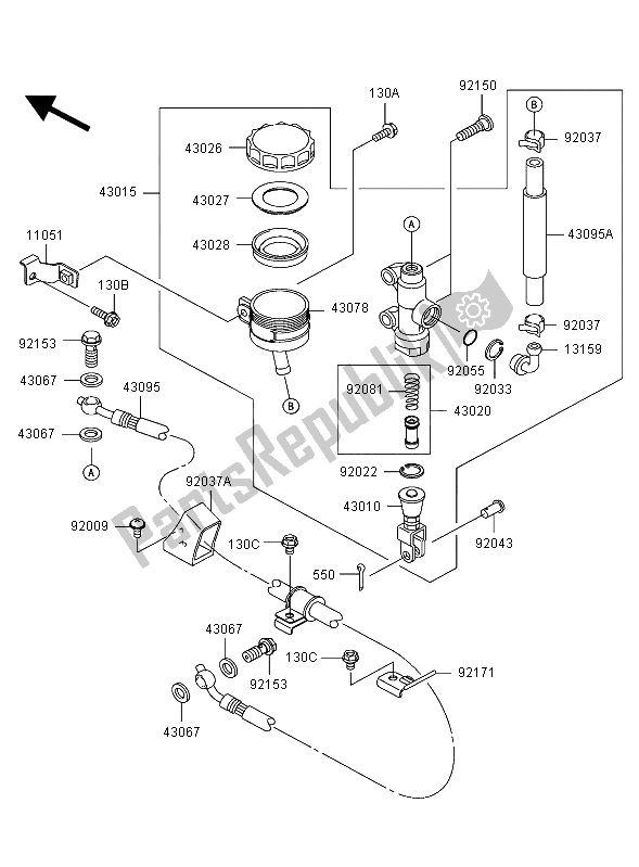 Tutte le parti per il Pompa Freno Posteriore del Kawasaki Ninja ZX 12R 1200 2004