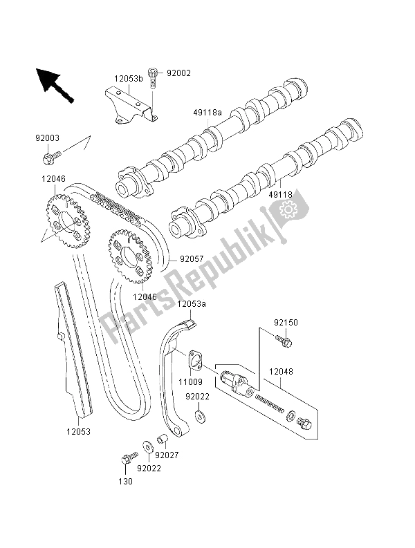 Alle onderdelen voor de Nokkenas En Spanner van de Kawasaki ZRX 1100 2000