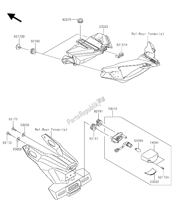 Todas las partes para Luces Traseras) de Kawasaki Ninja H2 1000 2015