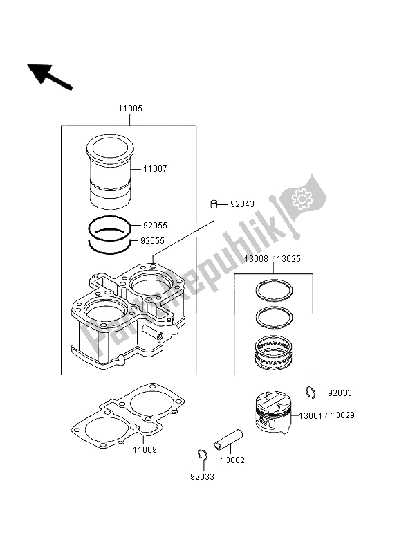Alle onderdelen voor de Cilinder & Zuiger (s) van de Kawasaki EN 500 2000