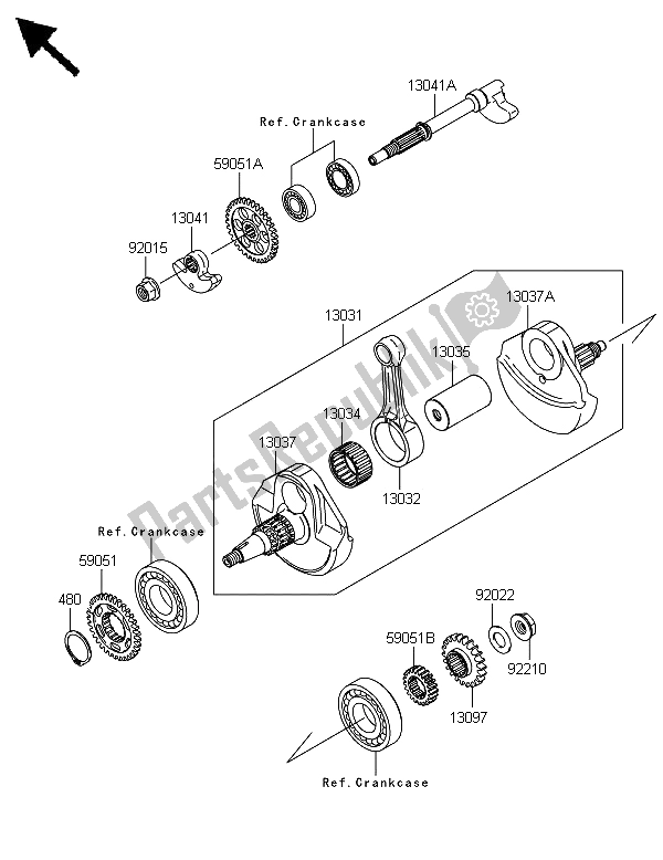 All parts for the Crankshaft of the Kawasaki KLX 450 2013