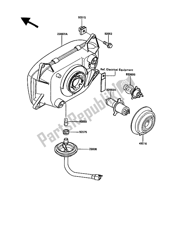 Tutte le parti per il Faro del Kawasaki 1000 GTR 1989