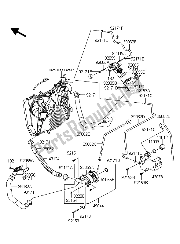 All parts for the Water Pipe of the Kawasaki 1400 GTR ABS 2010