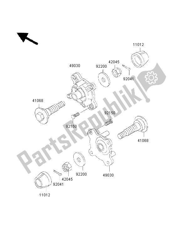 All parts for the Front Hub of the Kawasaki KVF 400 2002