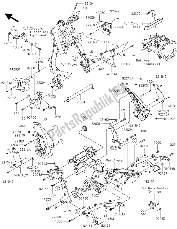 Alle onderdelen voor de Frame Hulpstukken van de Kawasaki Vulcan S 650 2015