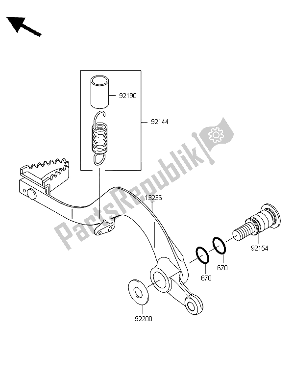 All parts for the Brake Pedal of the Kawasaki KX 450 2013