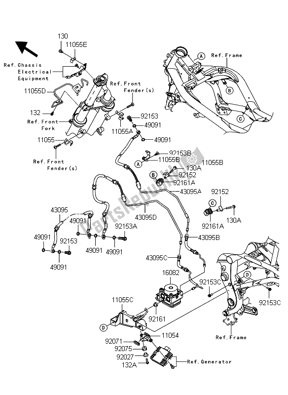 Tutte le parti per il Tubazioni Del Freno del Kawasaki ER 6F ABS 650 2010