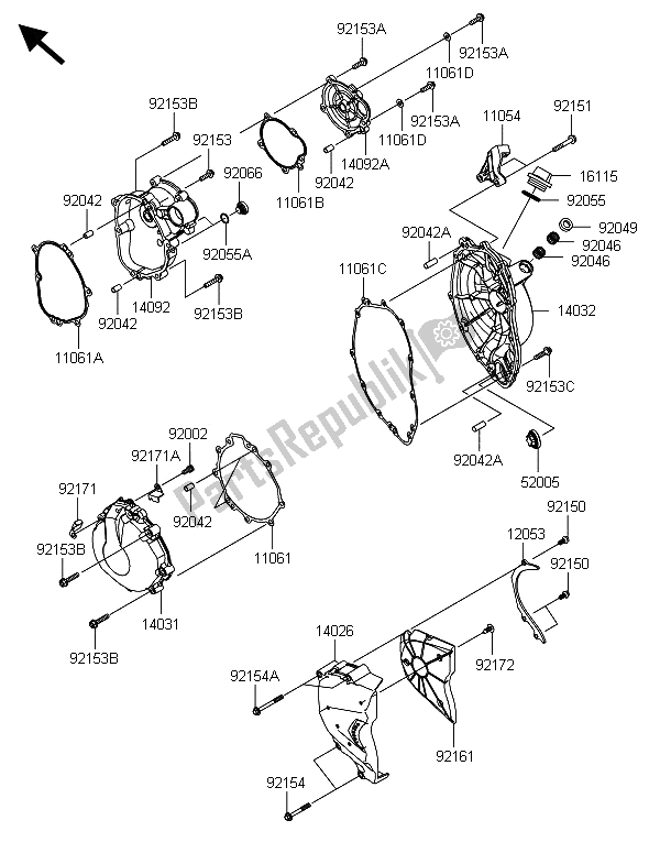 Todas as partes de Tampa (s) Do Motor do Kawasaki Ninja ZX 6R 600 2013