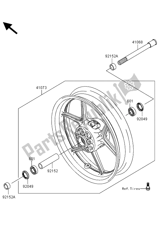 All parts for the Front Hub of the Kawasaki Z 1000 SX ABS 2013