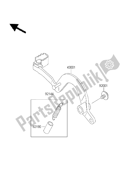 Todas as partes de Pedal De Freio do Kawasaki KDX 200 2003