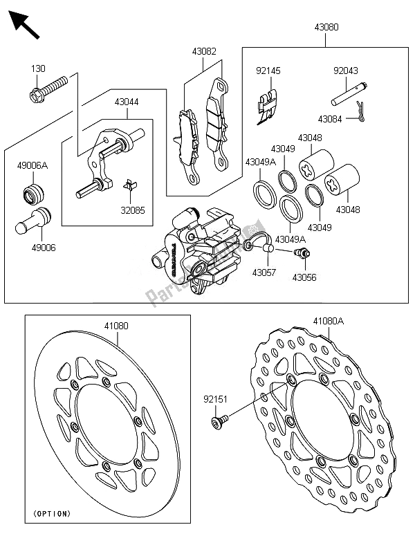 All parts for the Front Brake of the Kawasaki KX 85 LW 2014