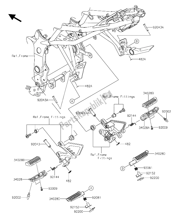 Tutte le parti per il Poggiapiedi del Kawasaki Z 250 SL 2015