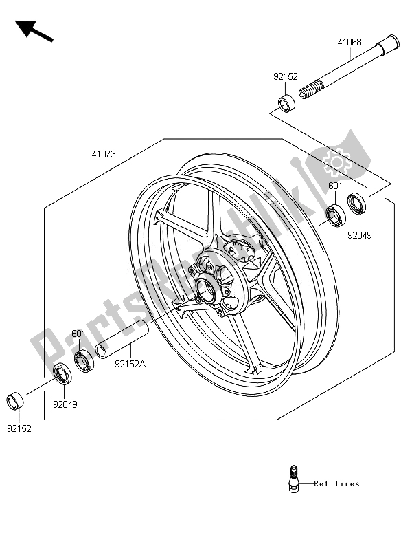 Tutte le parti per il Mozzo Anteriore del Kawasaki ER 6F 650 2014