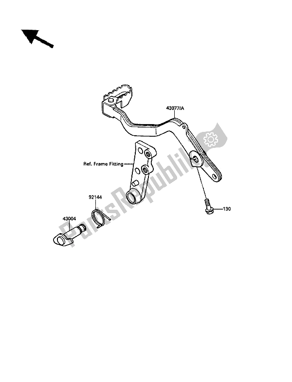 All parts for the Brake Pedal of the Kawasaki KLR 650 1989