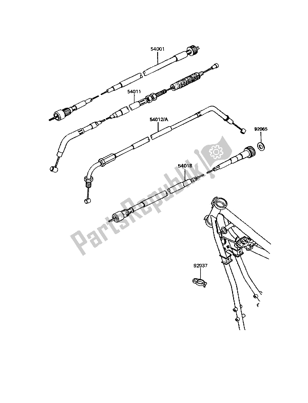 Todas as partes de Cabo do Kawasaki GPZ 305 Belt Drive 1991