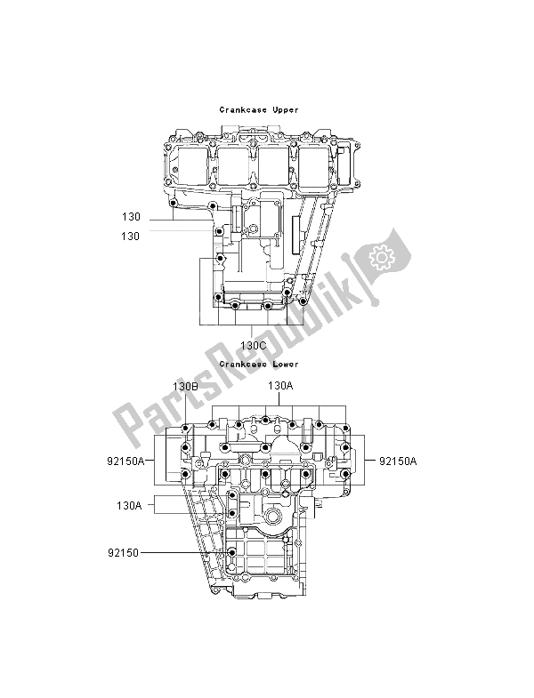 Tutte le parti per il Modello Del Bullone Del Basamento del Kawasaki Ninja ZX 7 RR 750 1997