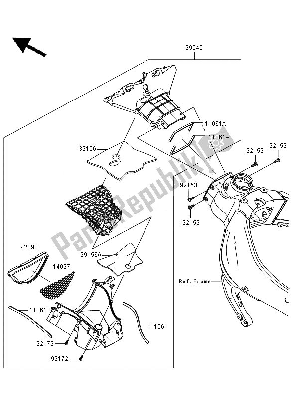 All parts for the Airduct of the Kawasaki Ninja ZX 6R 600 2010