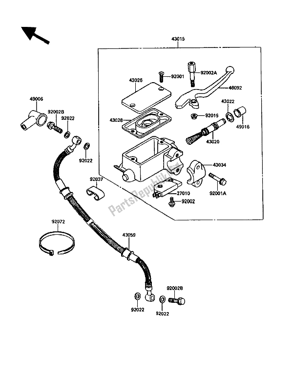 All parts for the Front Master Cylinder of the Kawasaki KLR 500 1989