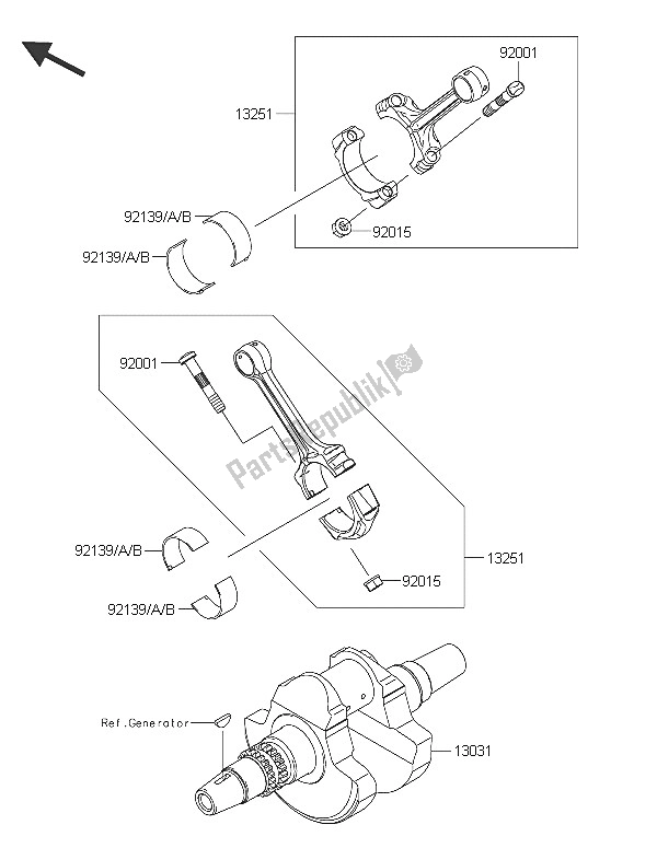 All parts for the Crankshaft of the Kawasaki Brute Force 750 4X4I EPS 2016