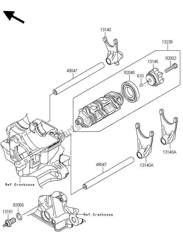 All parts for the Gear Change Drum & Shift Fork of the Kawasaki Versys 1000 2012