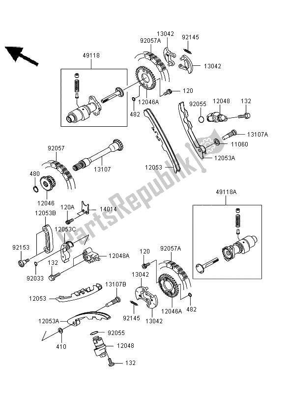 Tutte le parti per il Alberi A Camme E Tenditore del Kawasaki KVF 650 4X4 2009