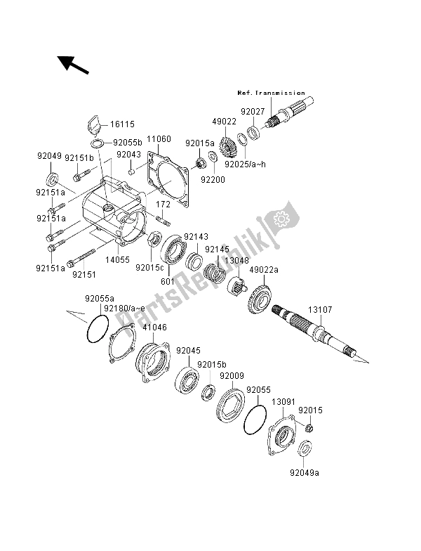 Toutes les pièces pour le Engrenage Conique Avant du Kawasaki KVF 400 4X4 2001