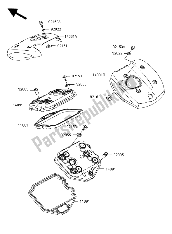 All parts for the Cylinder Head Cover of the Kawasaki VN 900 Classic 2006