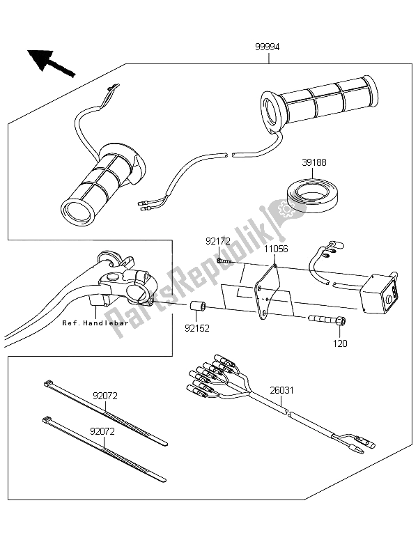 All parts for the Accessory (grip Heater) of the Kawasaki Z 1000 SX 2011