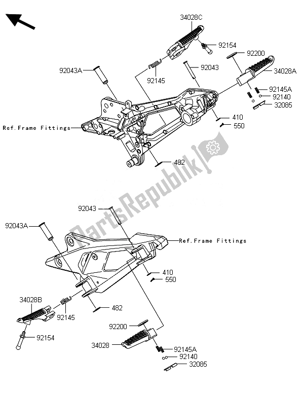 Todas las partes para Reposapiés de Kawasaki Z 800 ABS DEF 2014