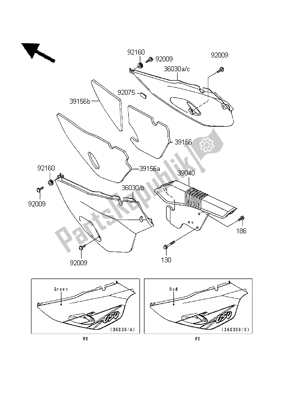 All parts for the Side Covers & Chain Cover of the Kawasaki KLR 650 1995