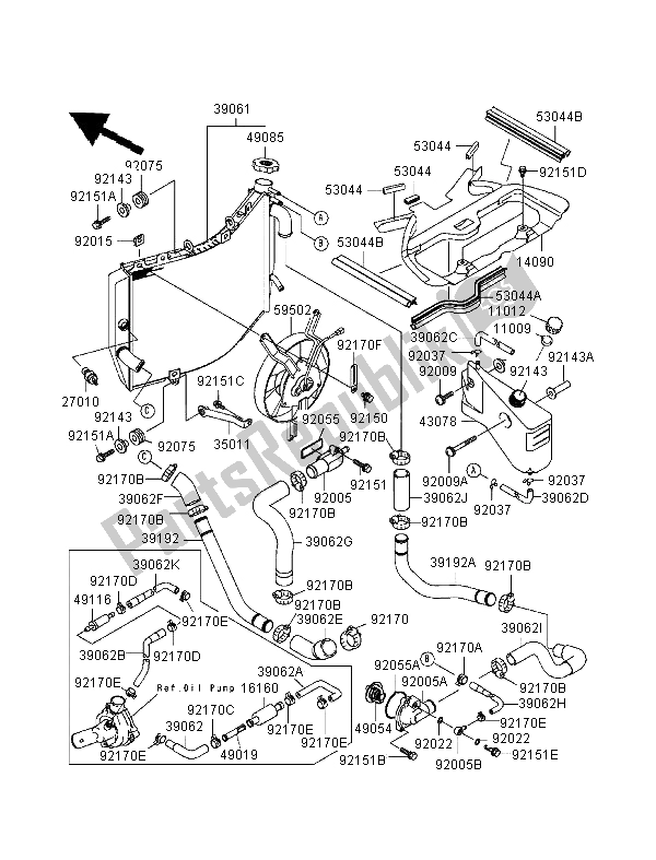 Tutte le parti per il Termosifone del Kawasaki Ninja ZX 9R 900 1999