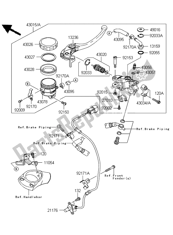 Todas las partes para Cilindro Maestro Delantero de Kawasaki ZZR 1400 ABS 2009