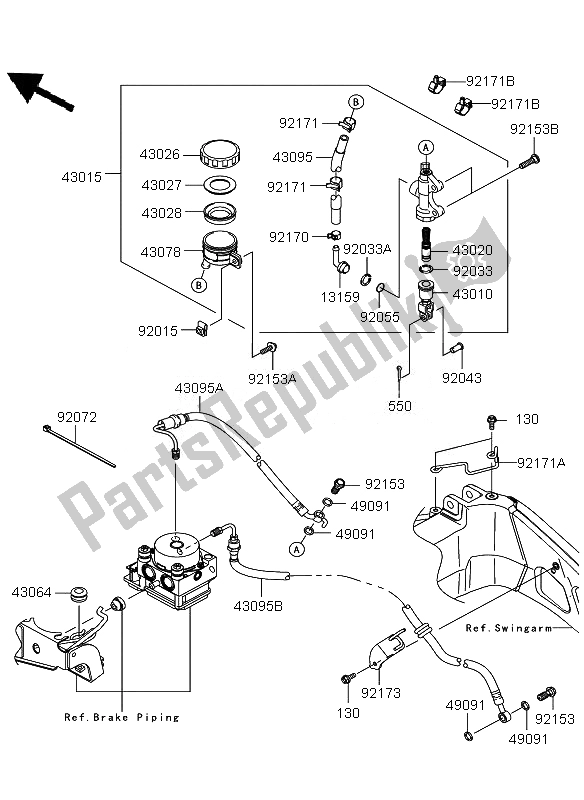 All parts for the Rear Master Cylinder of the Kawasaki Versys ABS 650 2011