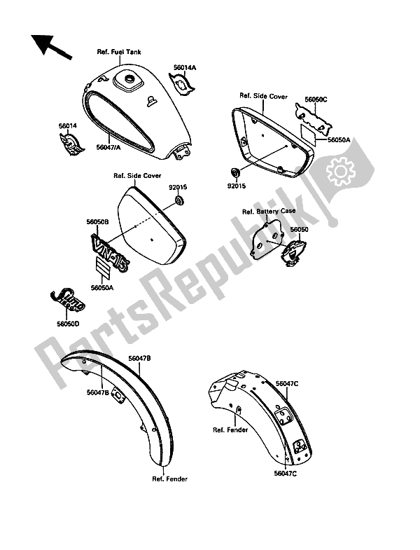 All parts for the Decal of the Kawasaki VN 15 1500 1989