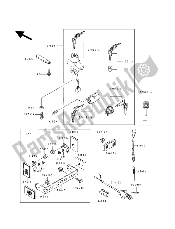 Tutte le parti per il Interruttore Di Accensione del Kawasaki KLE 500 1992