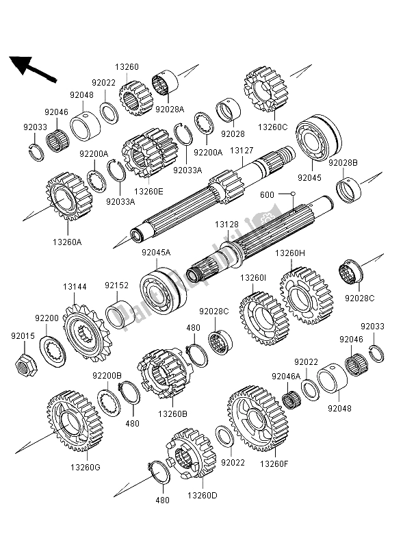 Toutes les pièces pour le Transmission du Kawasaki Ninja ZX 12R 1200 2003