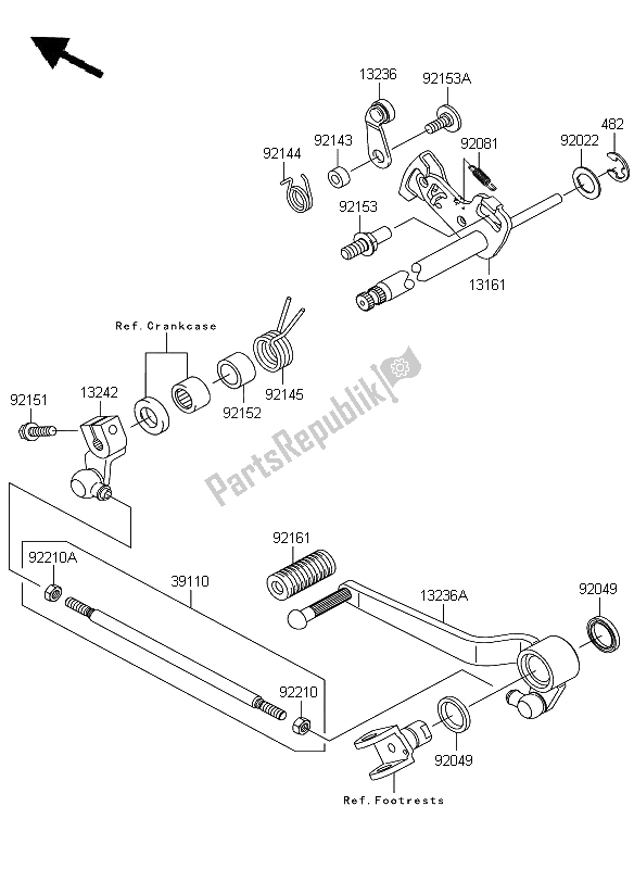 Alle onderdelen voor de Schakelmechanisme van de Kawasaki Z 1000 2009