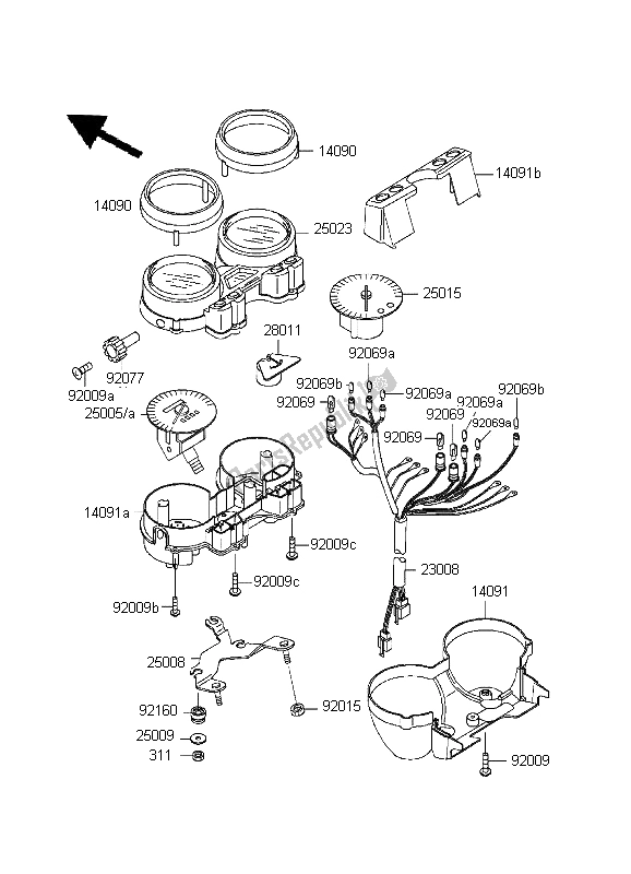 All parts for the Meter of the Kawasaki ZR 7 750 1999