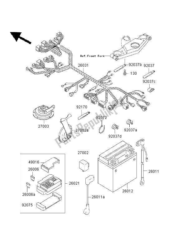 Todas las partes para Equipo Eléctrico Del Chasis de Kawasaki ZZR 600 2003