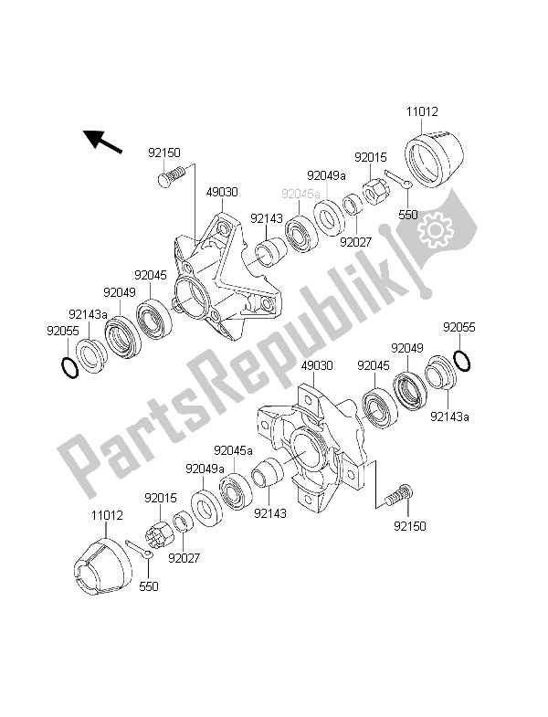 Wszystkie części do Piasta Przednia Kawasaki KLF 300 2001