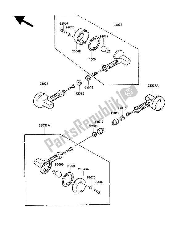 All parts for the Turn Signals of the Kawasaki KMX 125 1987