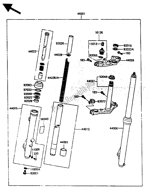 Tutte le parti per il Forcella Anteriore del Kawasaki KX 80 1985