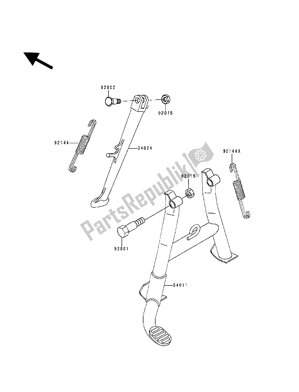 All parts for the Stand(s) of the Kawasaki Zephyr 1100 1992