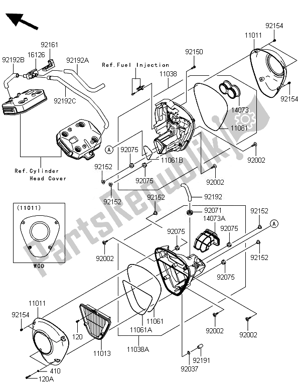 All parts for the Air Cleaner of the Kawasaki VN 1700 Classic ABS 2014