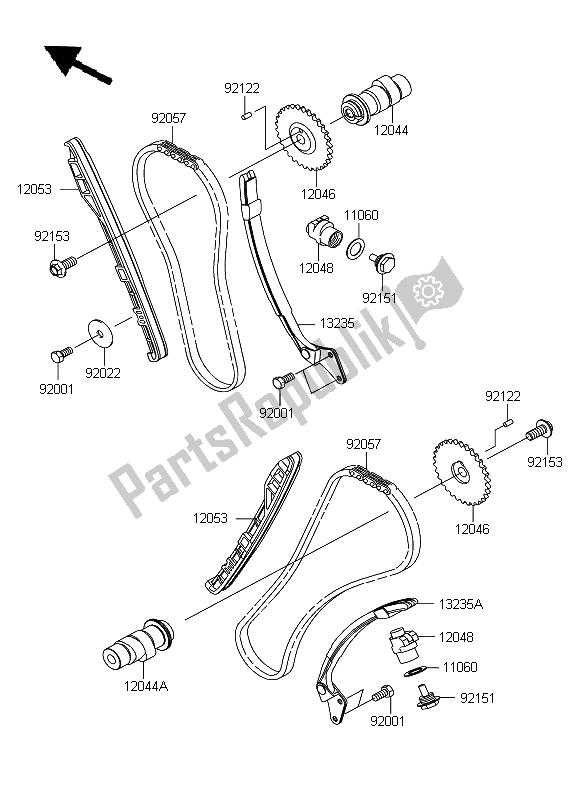 Todas las partes para árbol De Levas Y Tensor de Kawasaki VN 900 Custom 2009