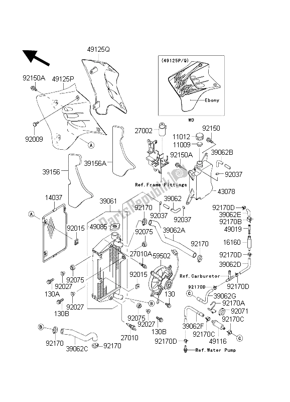 Todas las partes para Radiador de Kawasaki KLR 650C 2003