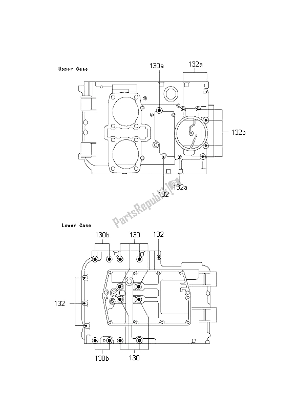 All parts for the Crankcase Bolt Pattern of the Kawasaki ER 5 500 2001