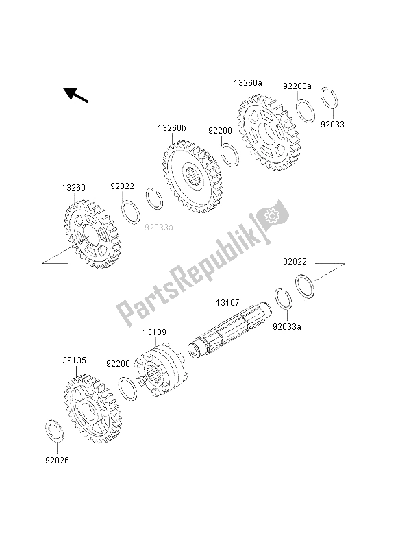 All parts for the Gear Change Drum & Shift Fork of the Kawasaki KVF 300 2001