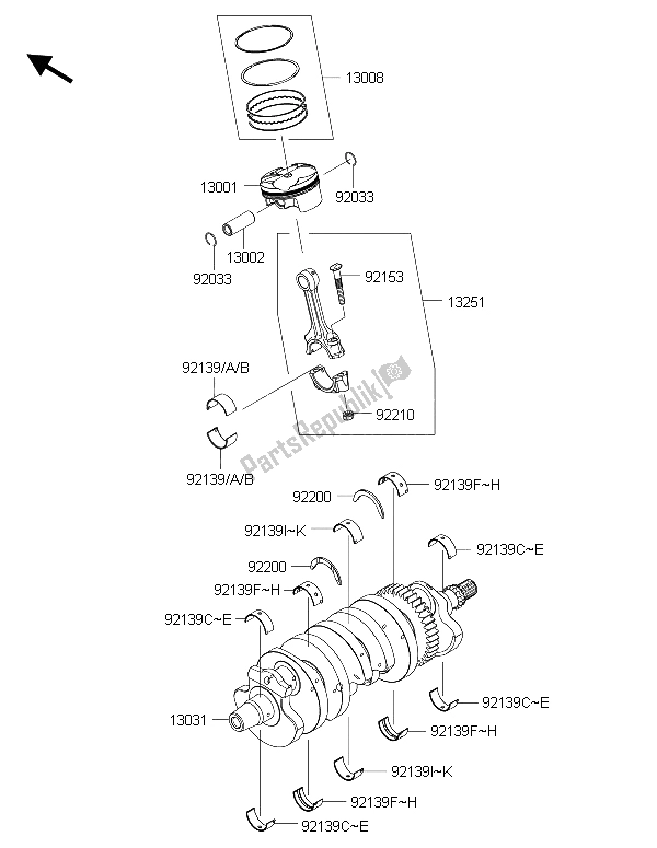 All parts for the Crankshaft & Piston(s) of the Kawasaki Ninja ZX 6R 600 2015