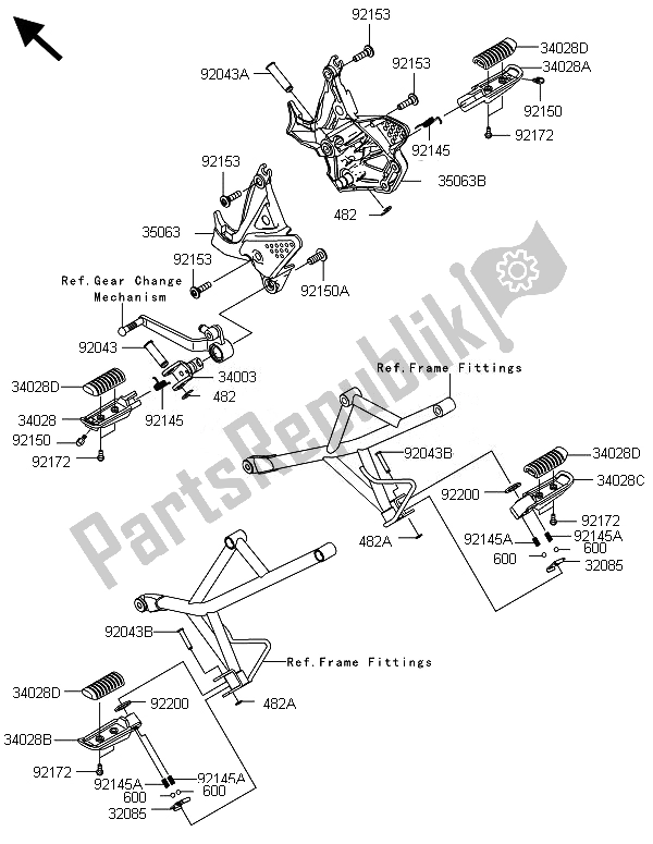 Alle onderdelen voor de Voetsteunen van de Kawasaki Versys 1000 ABS 2014